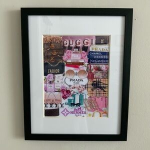 Handmade Upcycled Fashion Collage Art – 13”x16” – Luxury Brand Wall Decor